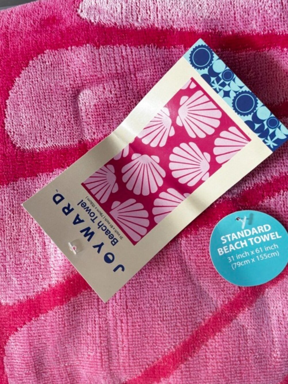 NWT Joyward Pink Seashell Cotton Beach Towel 31 x 61